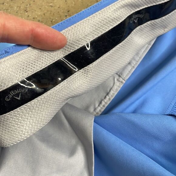 Mens Callaway light blue golf shorts with white embroidered logos throughout - Picture 8 of 11